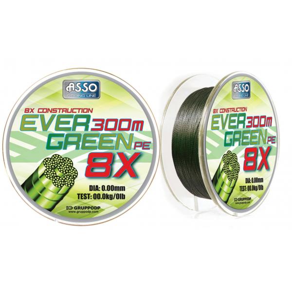 ASSO Evergreen PE X8 0,12mm/130m 9,6kg - fonott zsinór